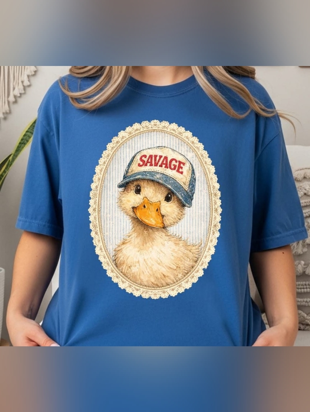 Blue 'Savage Duck' Graphic Tee
